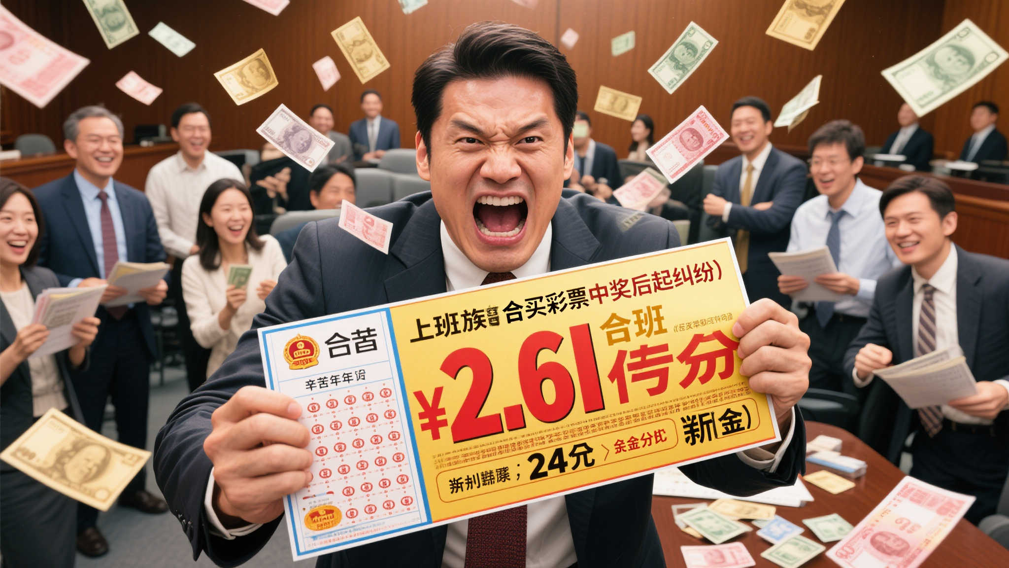上班族合买中2.6亿大奖反目 男子一怒告24同事