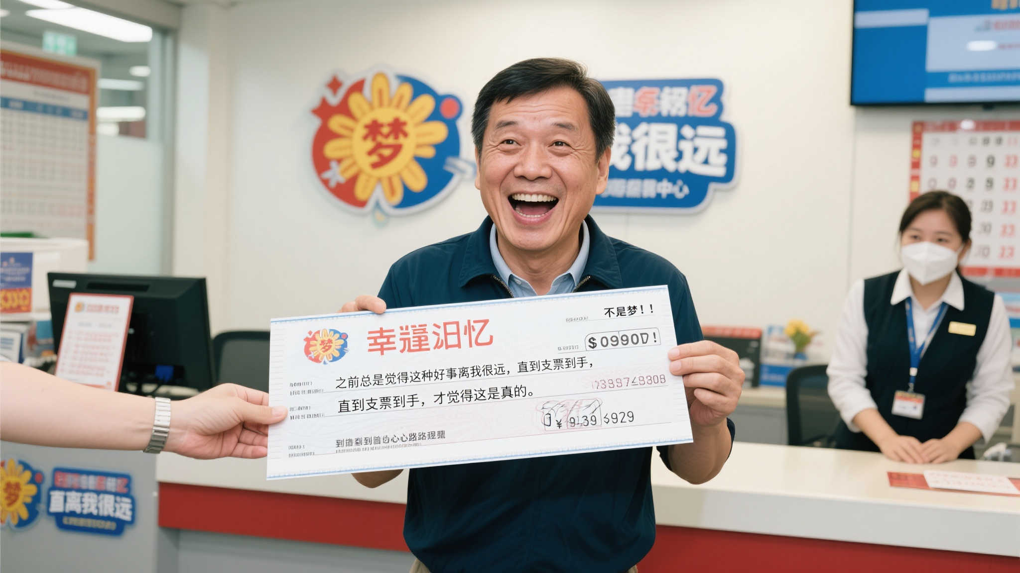 男子10元中双色球992万，拿到现金支票方信是真的